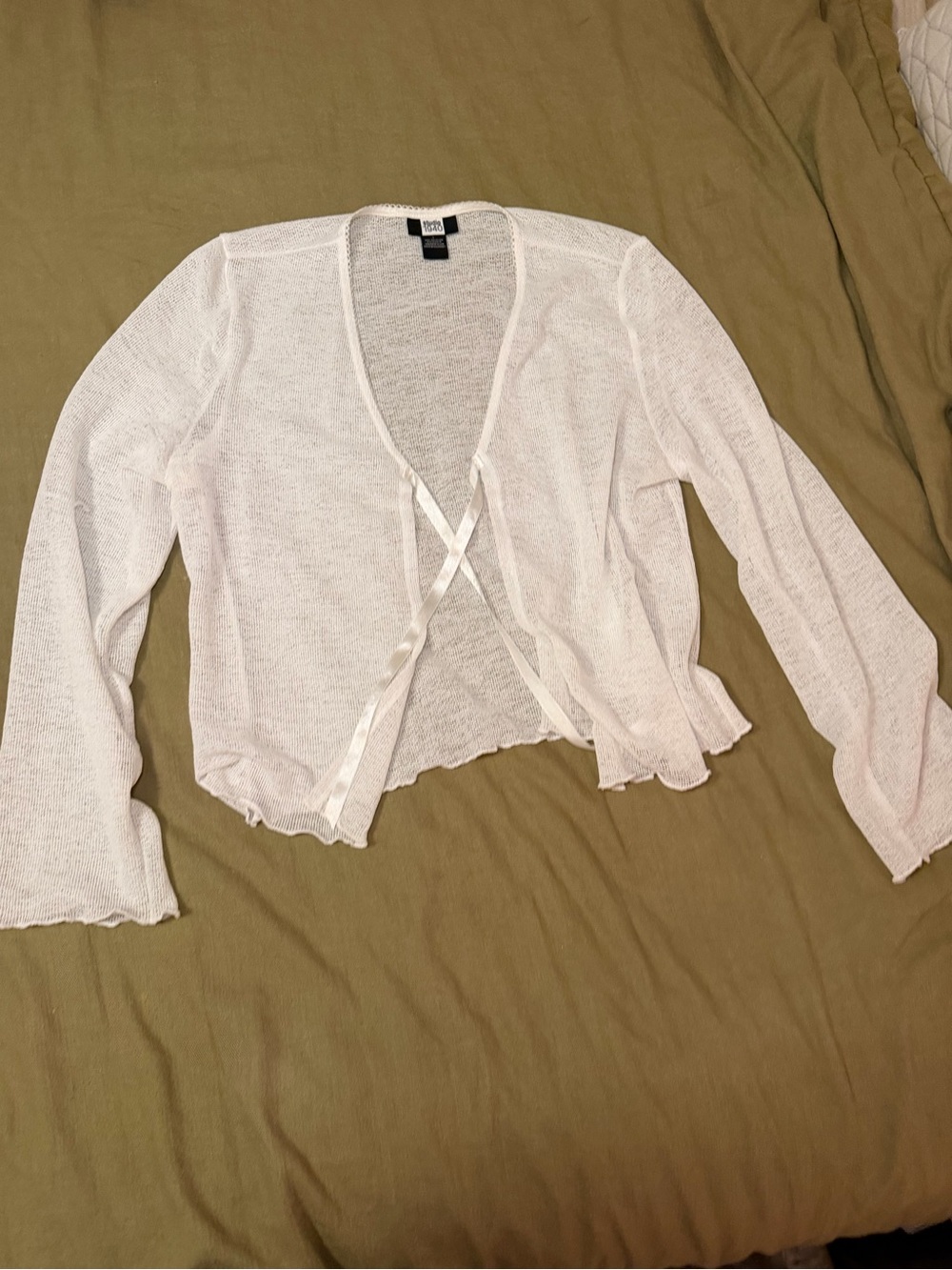 Vintage White Tie-Front Cardigan